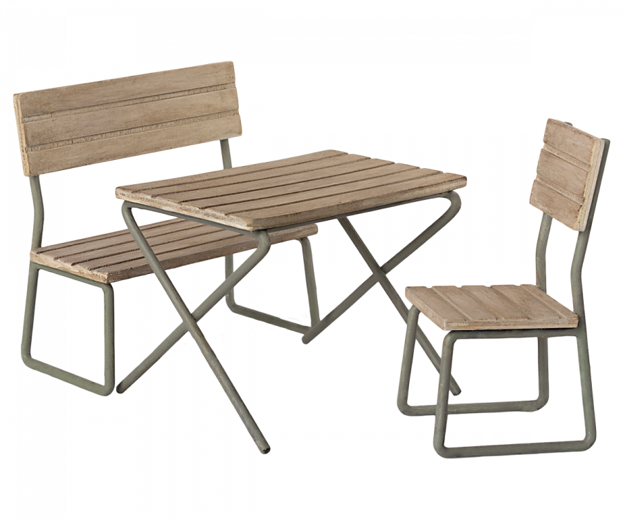 Set de jardín en miniatura, Mesa con silla y banco MAILEG