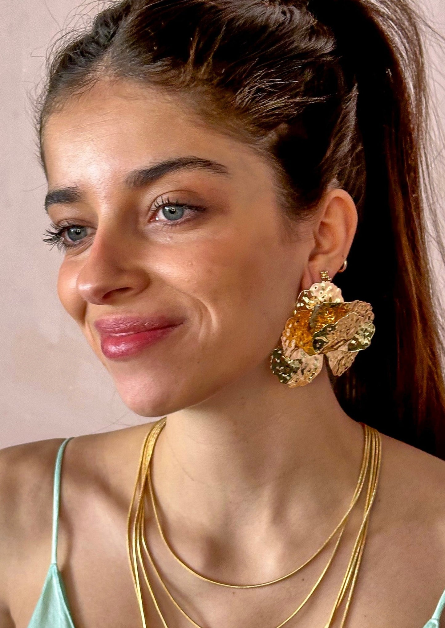 PENDIENTE FLOR ACERO ı ORO PAREJA