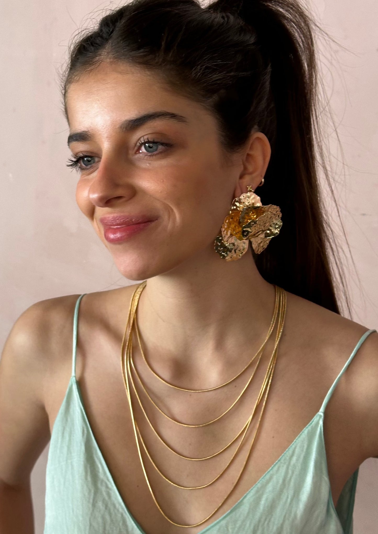PENDIENTE FLOR ACERO ı ORO PAREJA