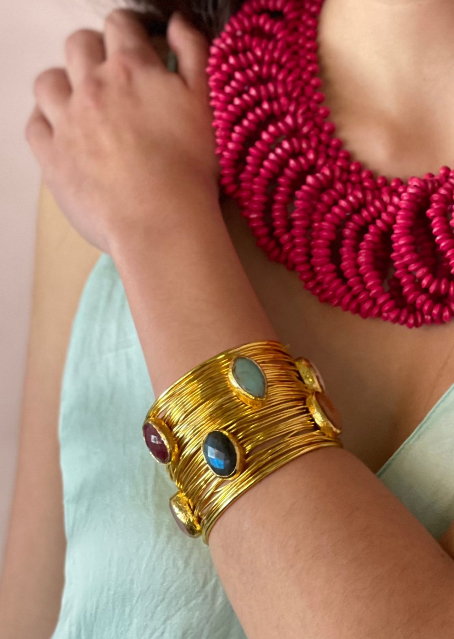 BRAZALETE PIEDRA TURQUESA | ORO
