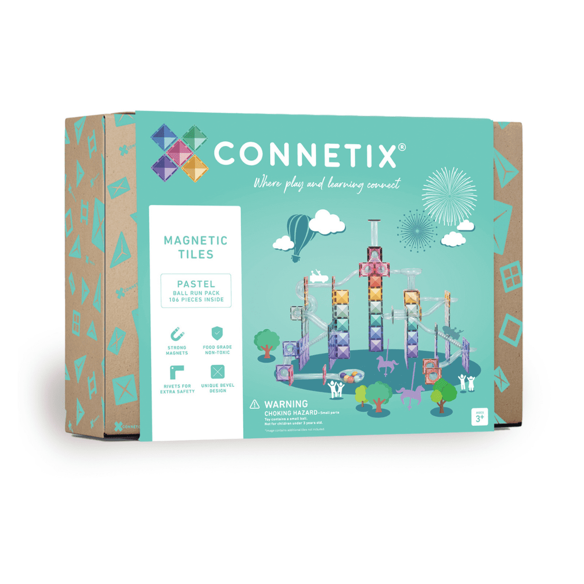 Construcción Connetix Carrera de Bolas Pastel 106 Piezas