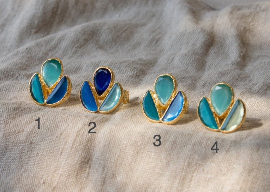 ANILLO TULIPÁN AZUL I AJUSTABLE I ORO