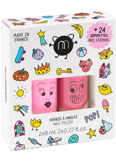 SET OF 2 NAIL POLISH + NAIL STICKERS – POP