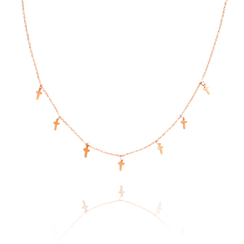 COLLAR CHOKER CRUCES ı ORO ROSA