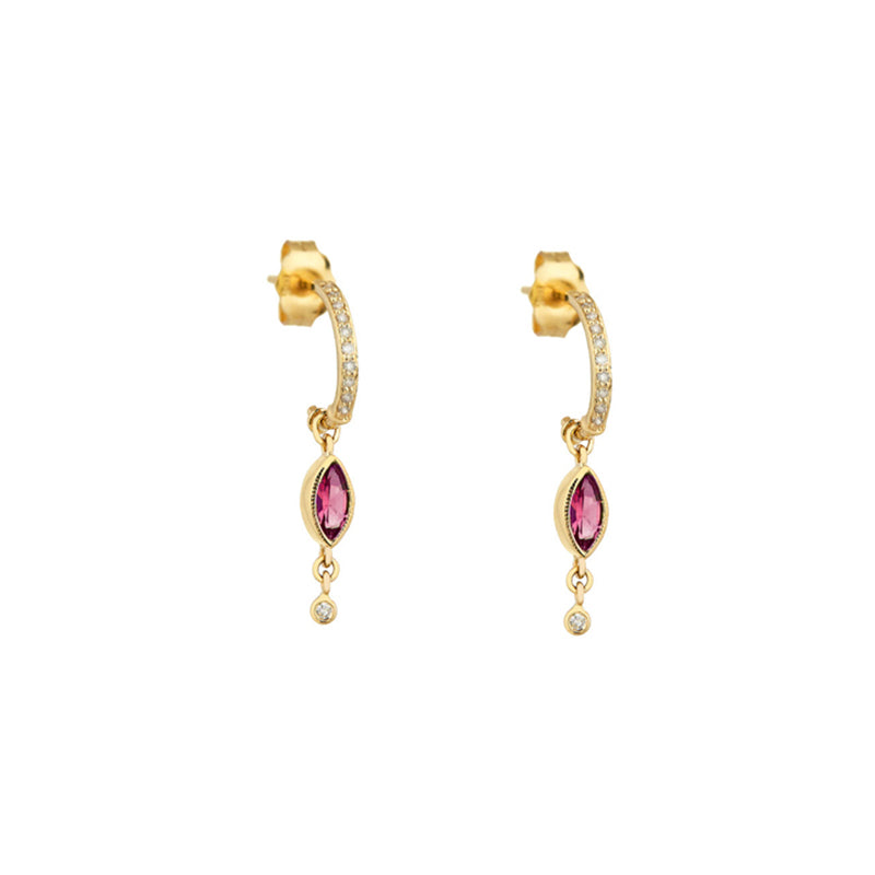 ARO MINI LáGRIMA BOLITA ı CIRCONITA ROSA ı ORO UD.