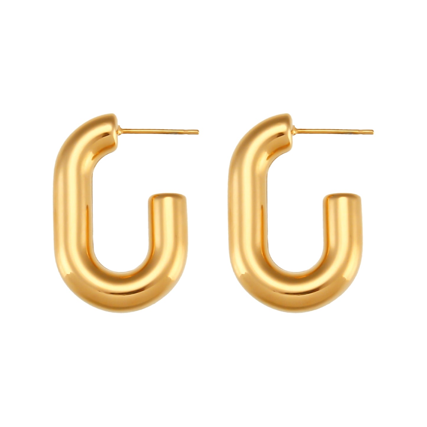 ARO RECTÁNGULO 30*20MM ı ACERO ı ORO ı PAREJA