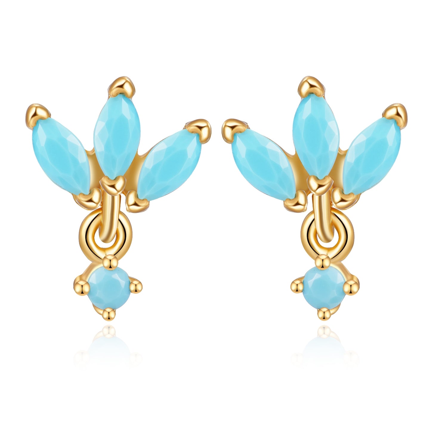 SMALL 3 HOJAS | CIRCONITAS TURQUESA ı ORO UD.
