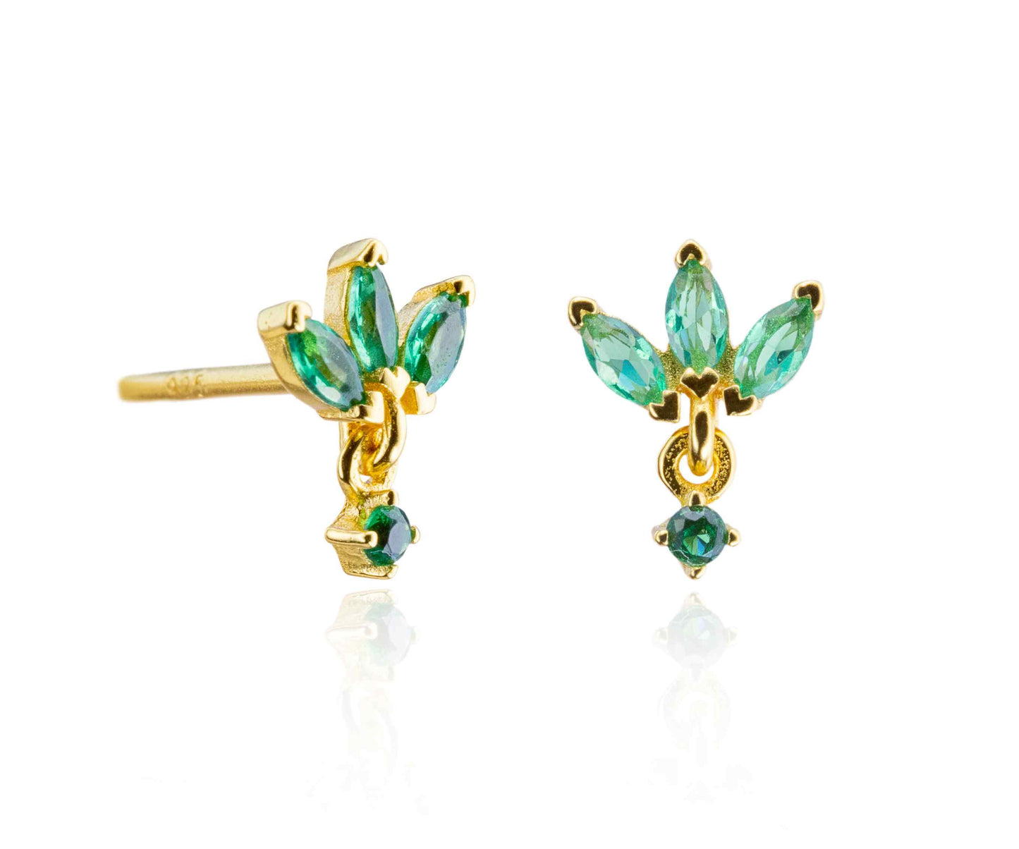 SMALL 3 HOJAS | CIRCONITAS VERDE ÓNIX ı ORO UD.