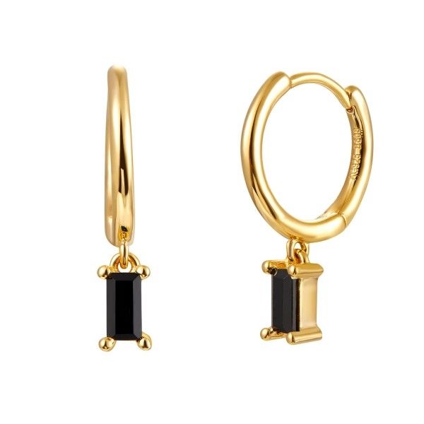 ARO MINI BAGUETTE ı CIRCONITAS NEGRA ı ORO UD.