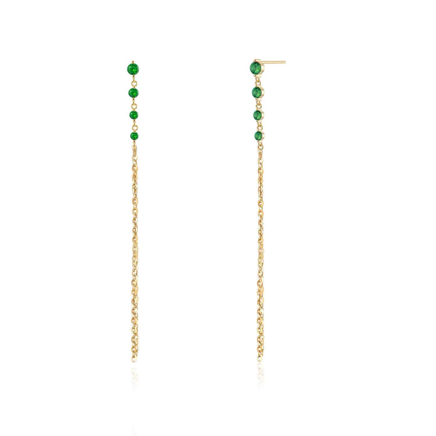 ARO MINI BOLITAS CADENA ı CIRCONITA VERDE ı ORO UD.