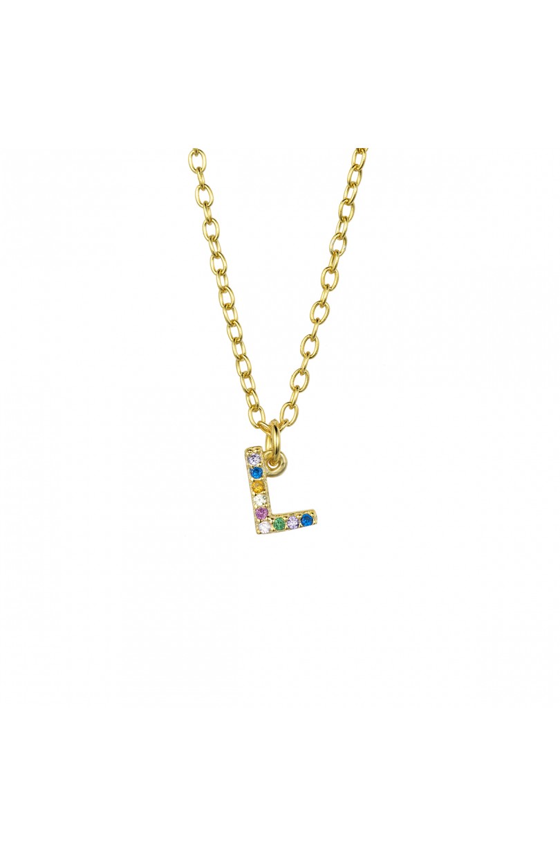 COLLAR | LETRA L | CIRCONITA COLORES | ORO