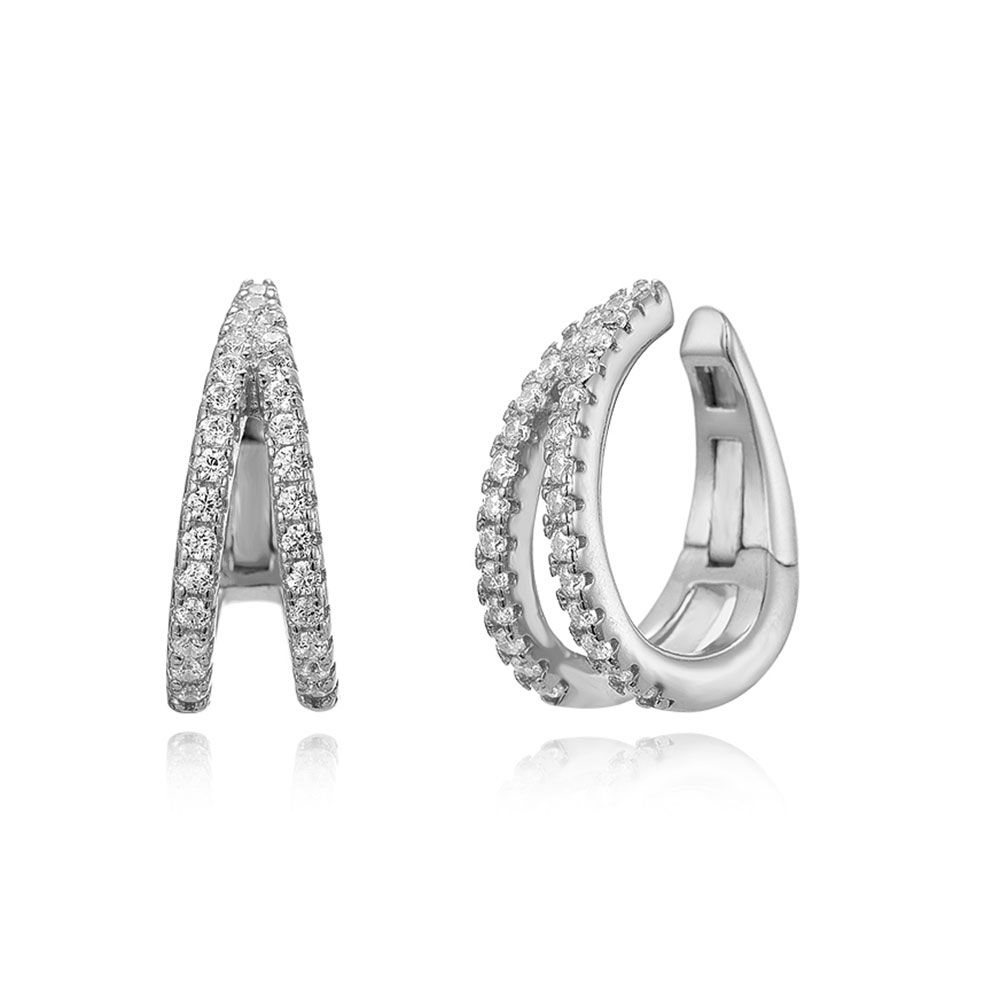 FALSO PIERCING EARCUFF DOBLE CIRCONITA ı PLATA UD.