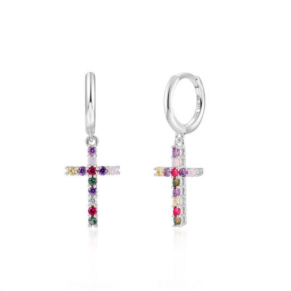 ARO MINI CRUZ ı CIRCONITA COLOR ı PLATA UD.