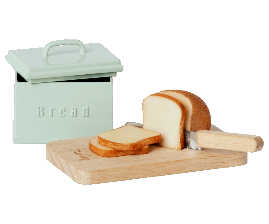 Caja de pan en miniatura con tabla de cortar y cuchillo MAILEG