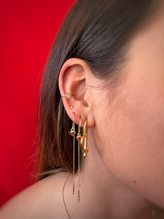 Pendientes corazón cadena  ı PAREJA