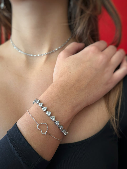 Pulsera Silueta corazón Plata