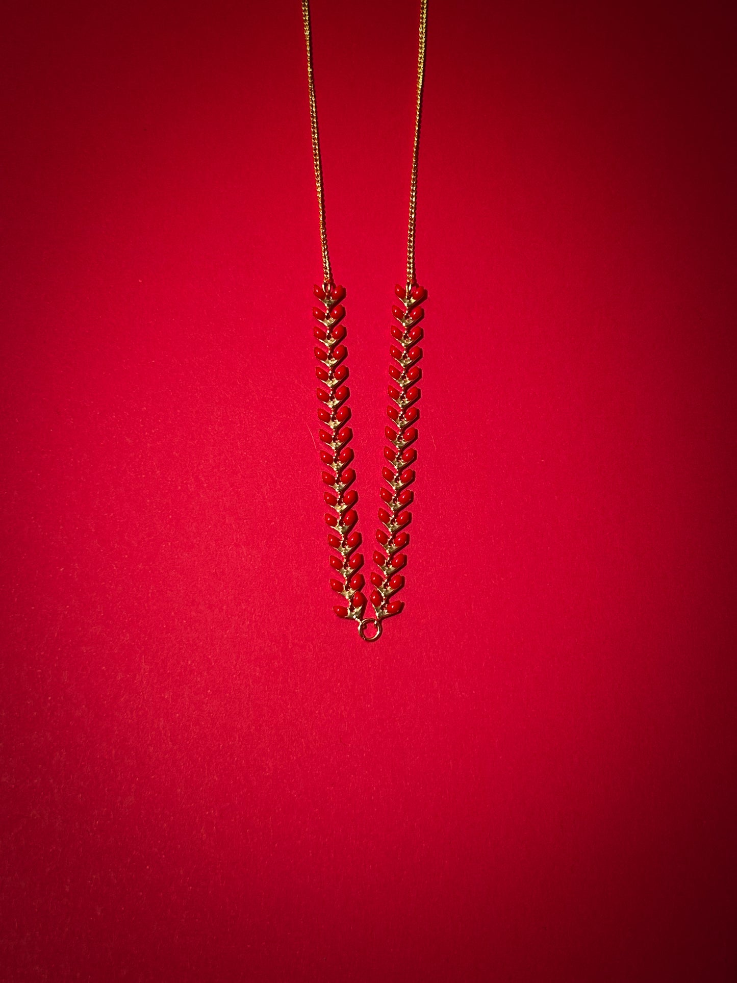 Collar corazón espiga rojo
