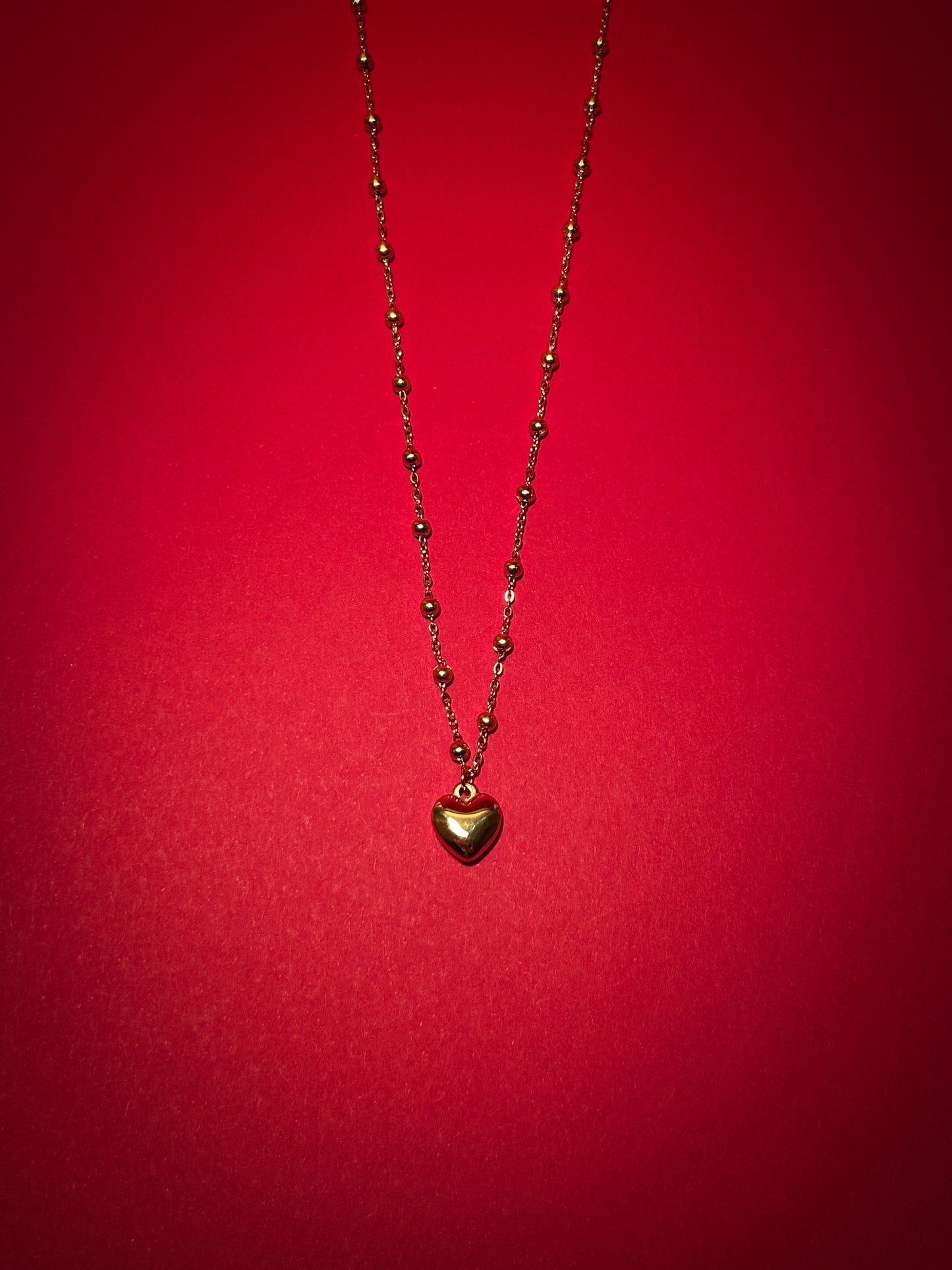 Collar corazón Oro Cadena bolitas