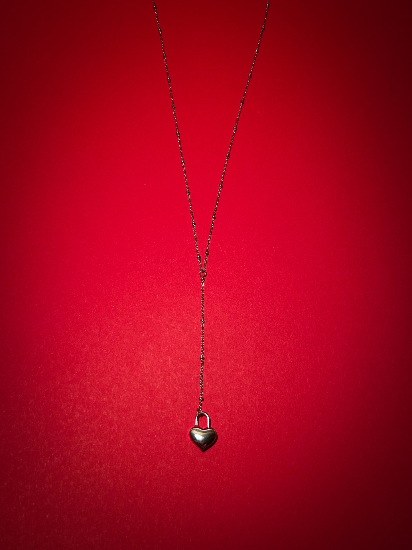 Collar Candado Corazón Y Plata