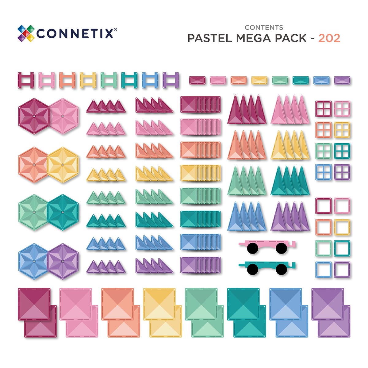 Construcción Connetix Paquete Mega Pastel 202 piezas