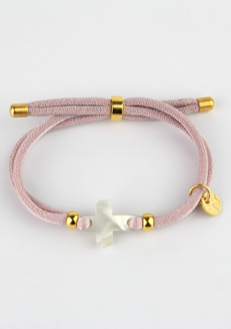 CRUZ. PULSERA ELÁSTICA ROSA  MANCOTI