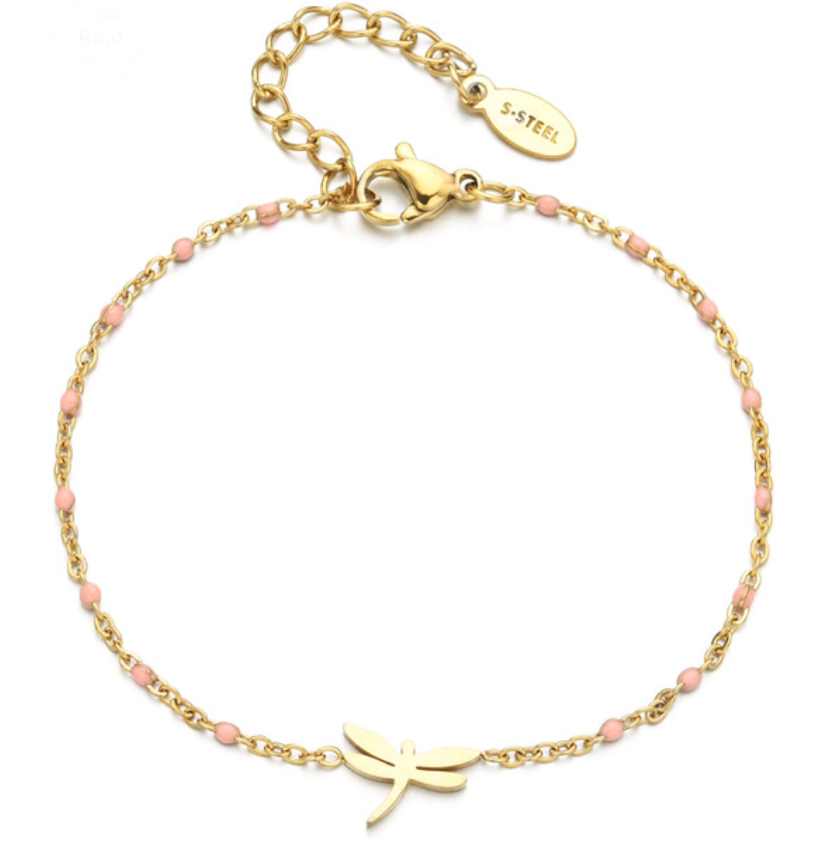 PULSERA LIBÉLULA ROSA ı ORO