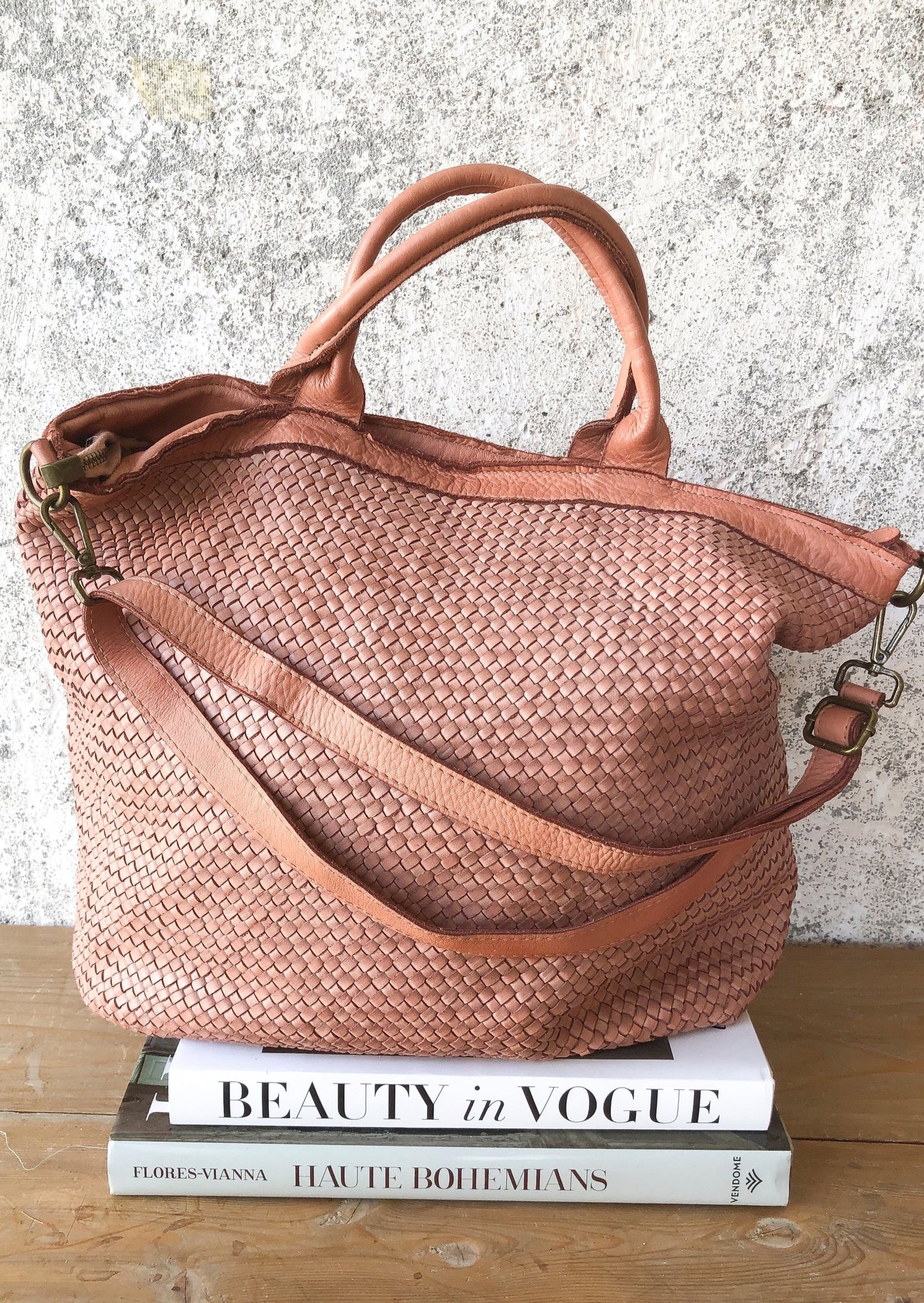 Bolso piel rosa XL