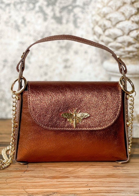 Bolso abeja cobre metalizado