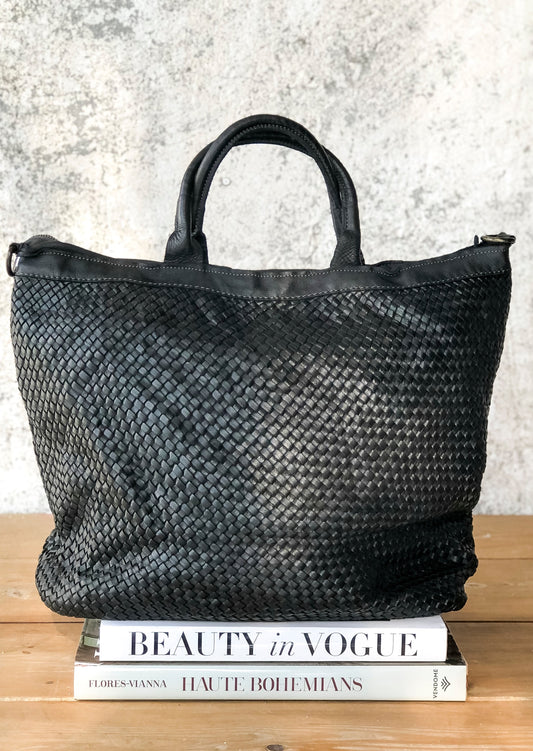 Bolso de piel negro XL