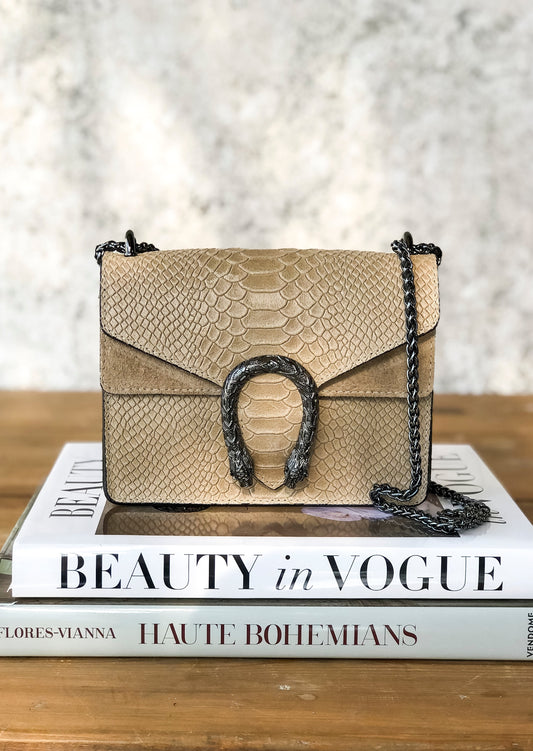 Bolso de piel beige herradura