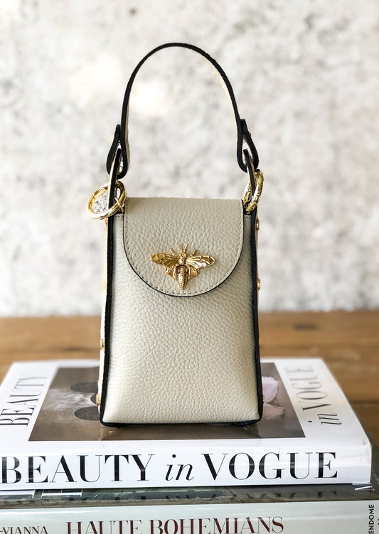 Bolso abeja blanco roto