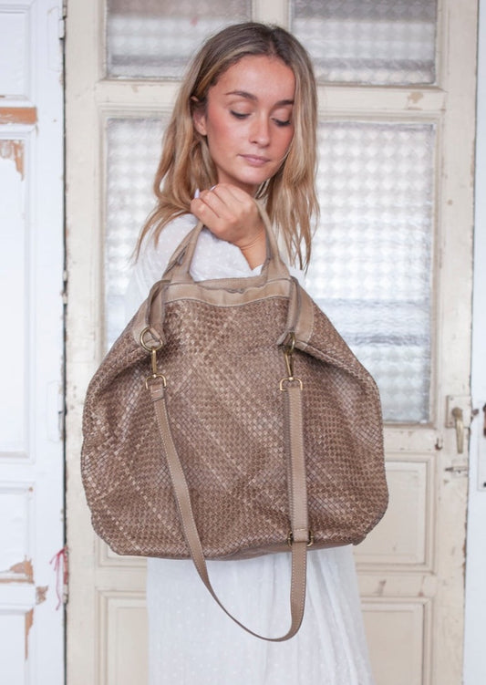 Bolso piel arena XL