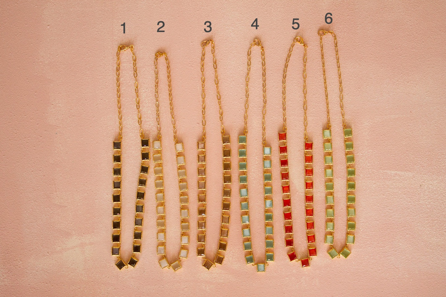 COLLAR- CHOKER  PIEDRAS CUADRADAS  MULTICOLOR ı ORO