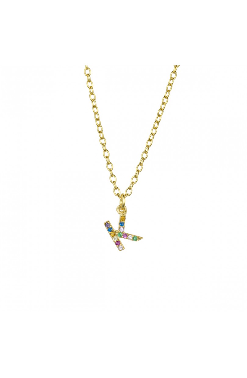 COLLAR | LETRA K | CIRCONITA COLORES | ORO