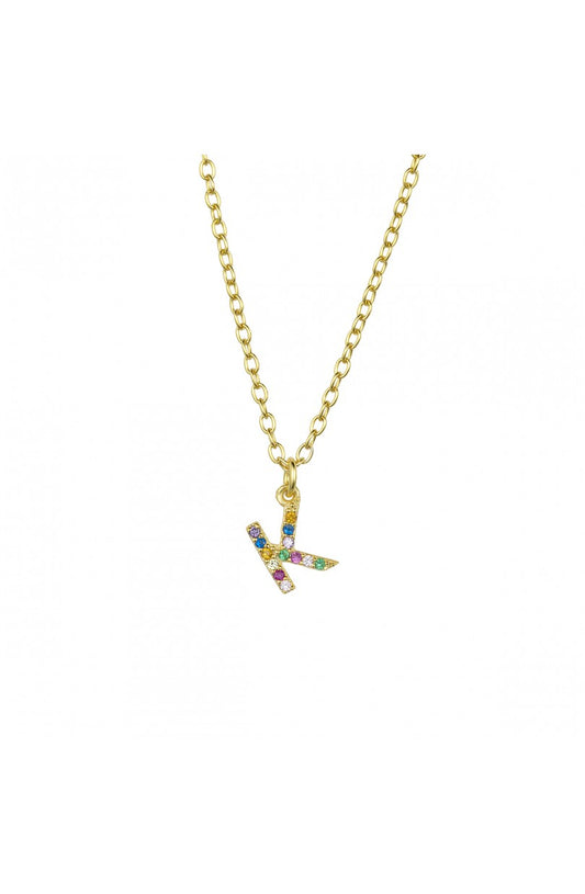 COLLAR | LETRA K | CIRCONITA COLORES | ORO