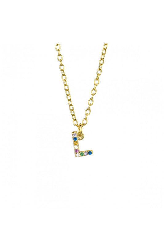 COLLAR | LETRA L | CIRCONITA COLORES | ORO