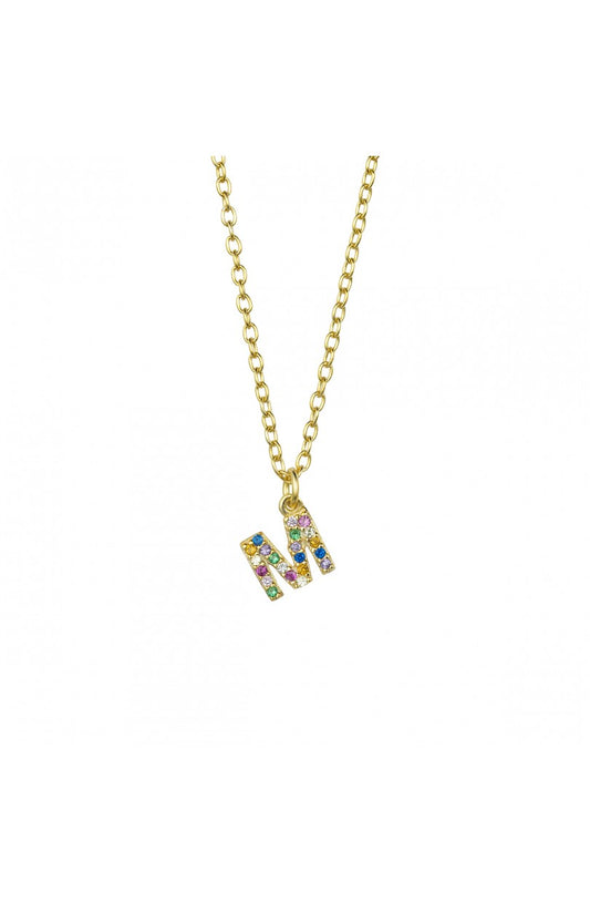 COLLAR | LETRA M | CIRCONITA COLORES | ORO