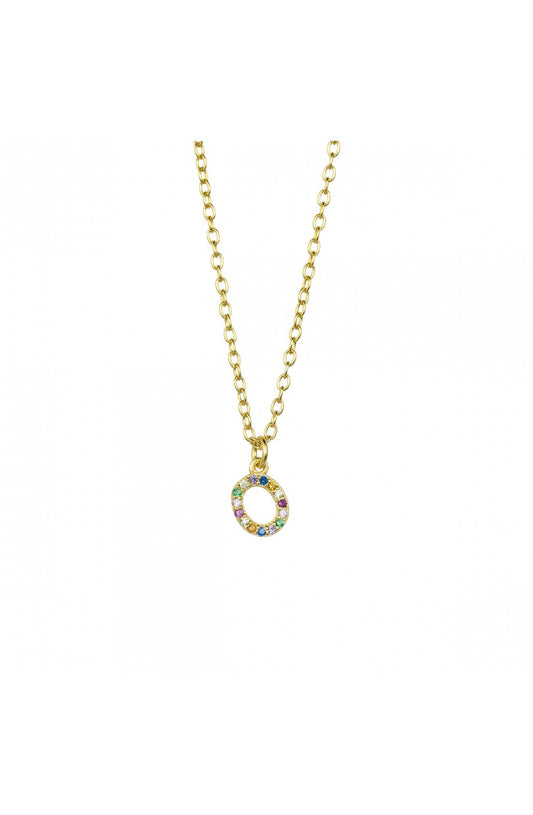 COLLAR | LETRA O | CIRCONITA COLORES | ORO