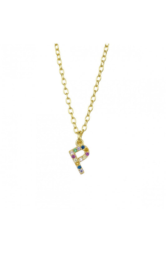COLLAR | LETRA P | CIRCONITA COLORES | ORO