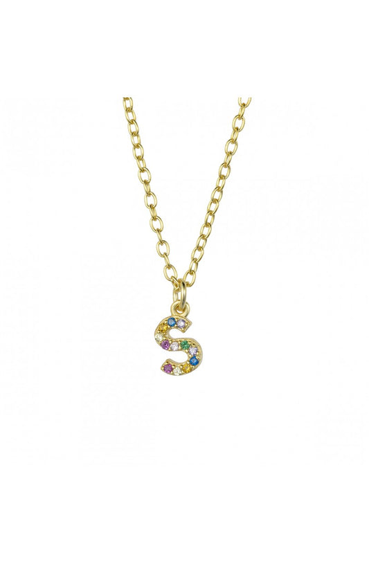 COLLAR | LETRA S | CIRCONITA COLORES | ORO