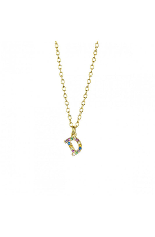 COLLAR | LETRA D | CIRCONITA COLORES | ORO