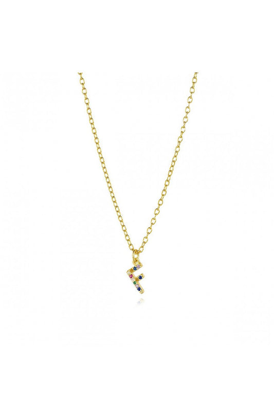 COLLAR | LETRA F | CIRCONITA COLORES | ORO