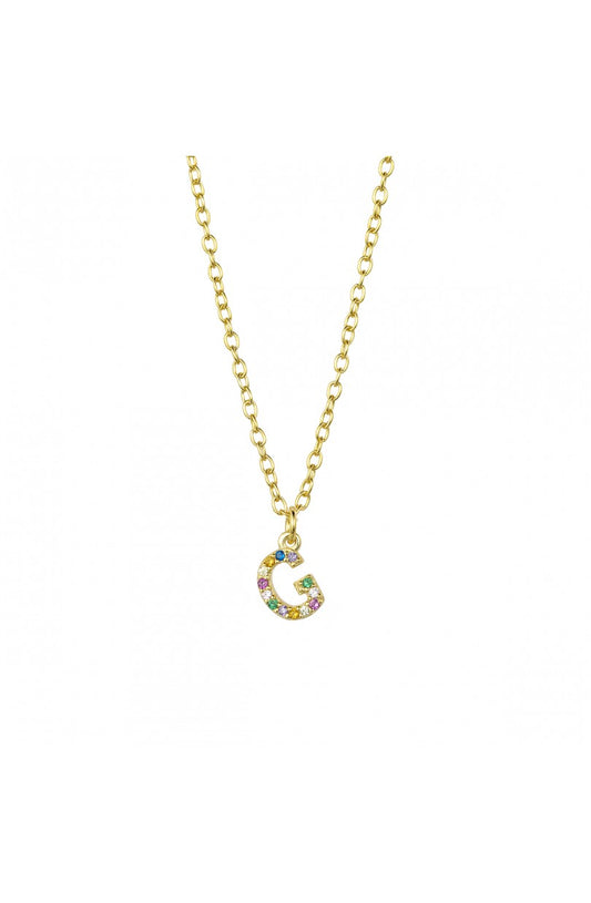 COLLAR | LETRA G | CIRCONITA COLORES | ORO