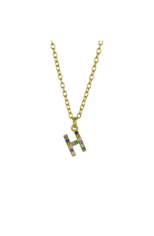 COLLAR | LETRA H | CIRCONITA COLORES | ORO