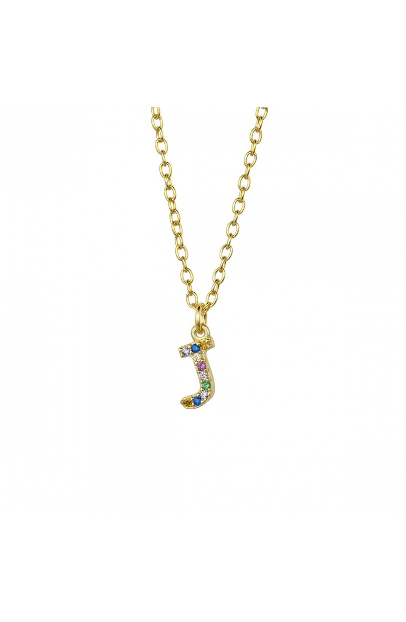 COLLAR | LETRA J | CIRCONITA COLORES | ORO