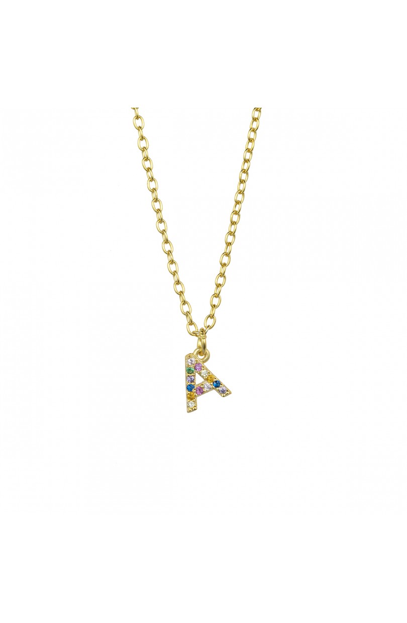 COLLAR | LETRA A| CIRCONITA COLORES | ORO