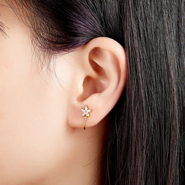 FALSO PIERCING EARCUFF FLOR ESTRELLA CIRCONITA ı PLATA UD.