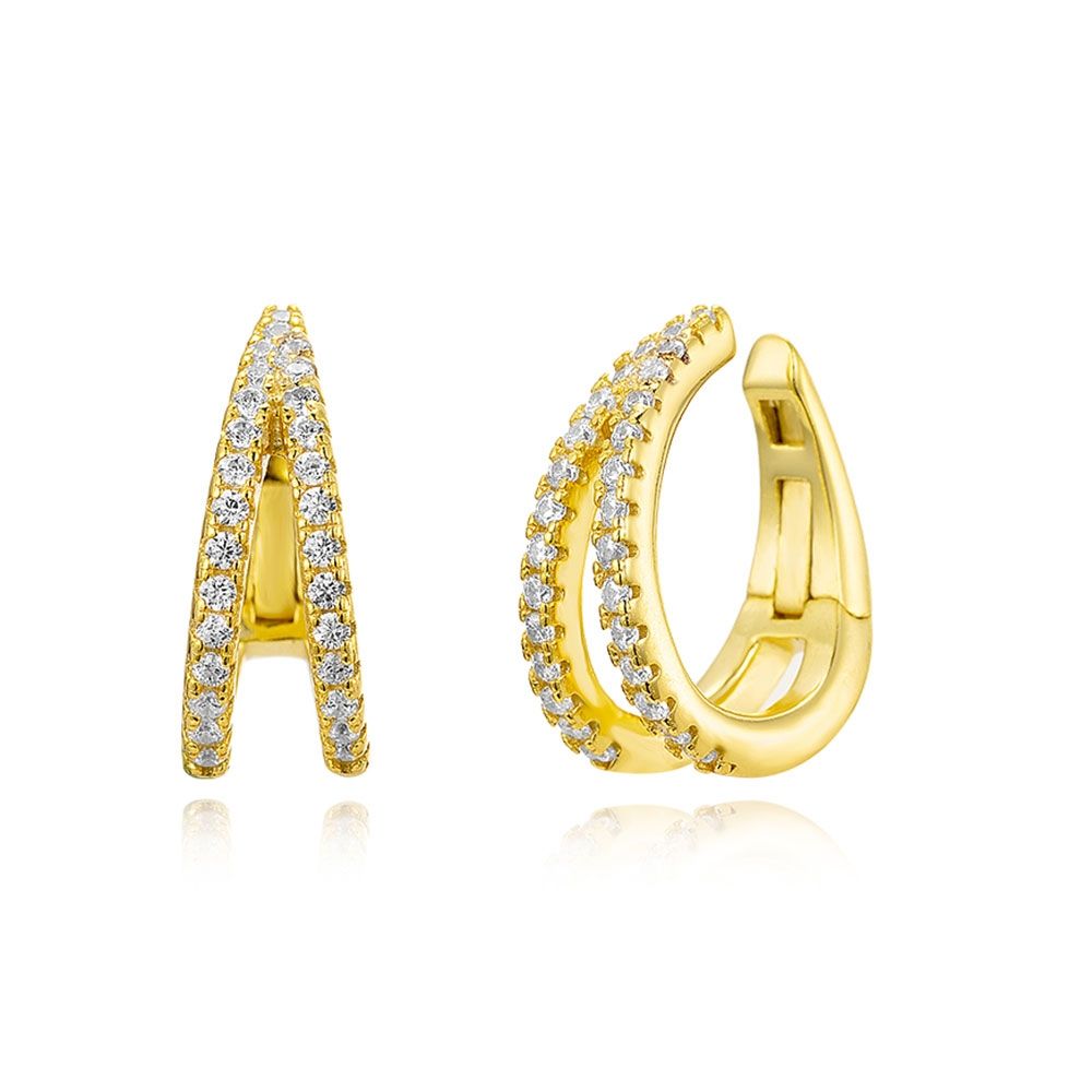 FALSO PIERCING EARCUFF DOBLE CIRCONITA ı ORO UD.