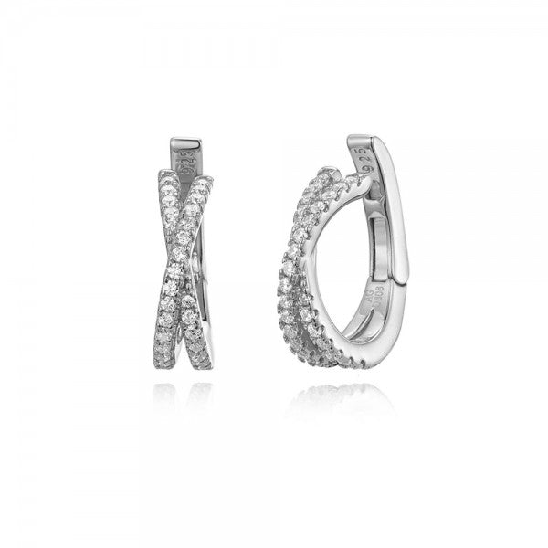 FALSO PIERCING EARCUFF CRUZADO CIRCONITA ı PLATA UD.